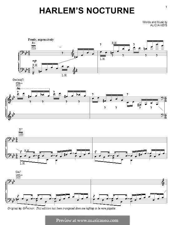 Harlem's Nocturne: Для голоса и фортепиано (или гитары) by Alicia Keys