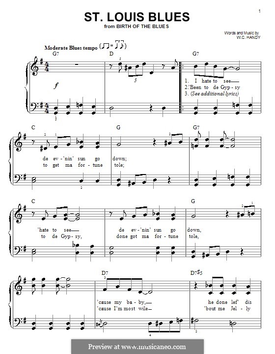 St. Louis Blues: Для фортепиано (легкий уровень) by Уильям Кристофер Хэнди