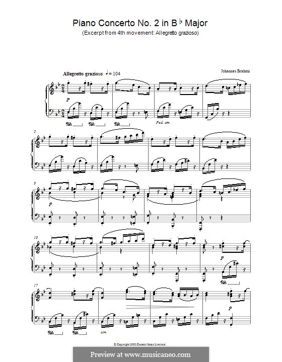 Концерт для фортепиано с оркестром No.2 си-бемоль мажор, Op.83: Movement IV. Excerpt for piano by Иоганнес Брамс