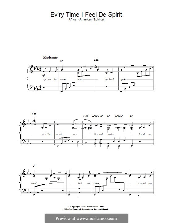 Every Time I Feel the Spirit: Для голоса и фортепиано by folklore