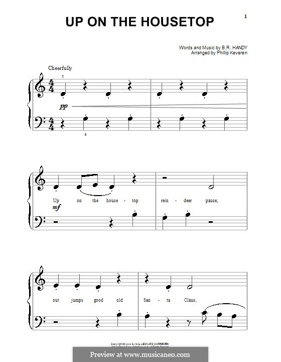 Up on the House Top: Для фортепиано (очень легкая версия) by Benjamin Russel Hanby