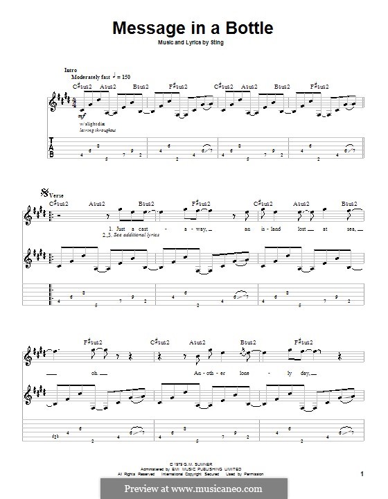 Message in a Bottle (The Police): Гитарная табулатура by Sting