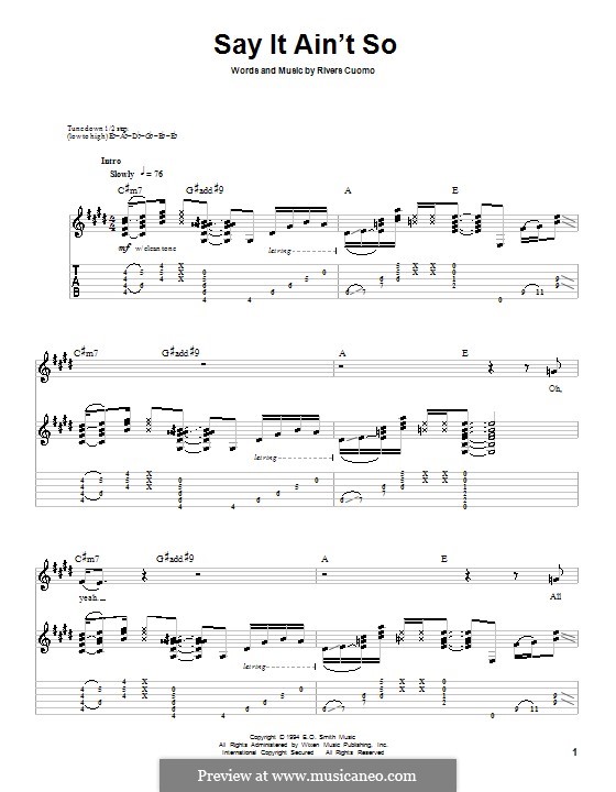 Say It Ain't So (Weezer): Гитарная табулатура by Rivers Cuomo.