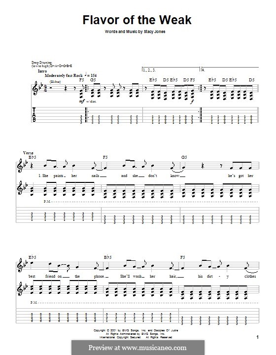 Flavor of the Weak (American Hi-Fi): Гитарная табулатура by Stacy Jones