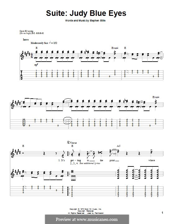 Judy Blue Eyes (Suite): Для гитары с табулатурой by Stephen Stills