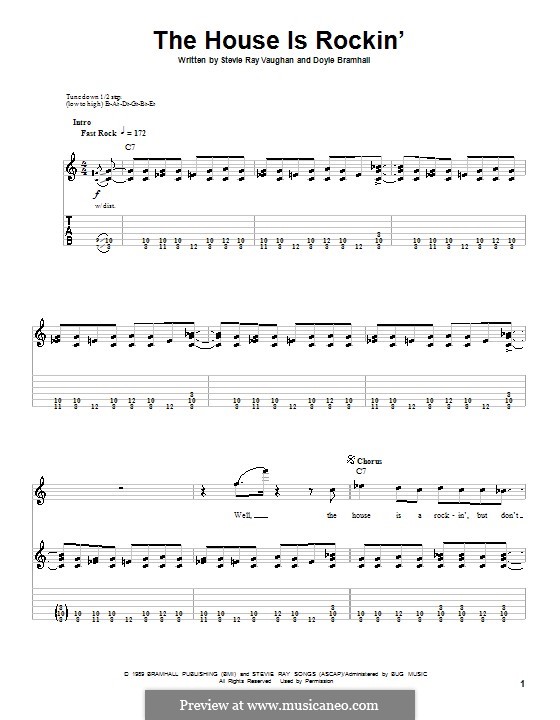 The House Is Rockin' (Stevie Ray Vaughan): Гитарная табулатура by Doyle Bramhall