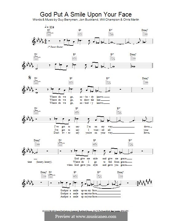 God Put a Smile upon Your Face (Coldplay): Мелодия, текст и аккорды by Chris Martin, Guy Berryman, Jonny Buckland, Will Champion
