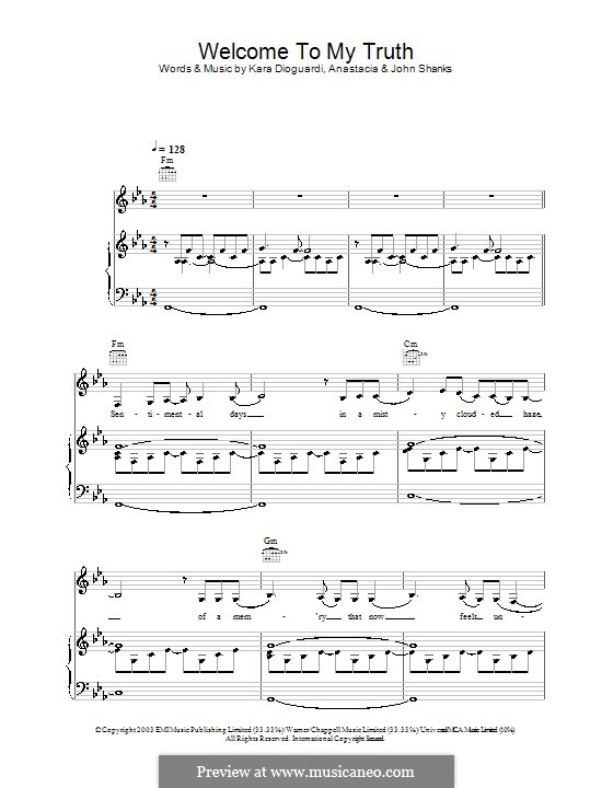 Welcome to My Truth (Anastacia): Для голоса и фортепиано (или гитары) by John M Shanks, Kara DioGuardi