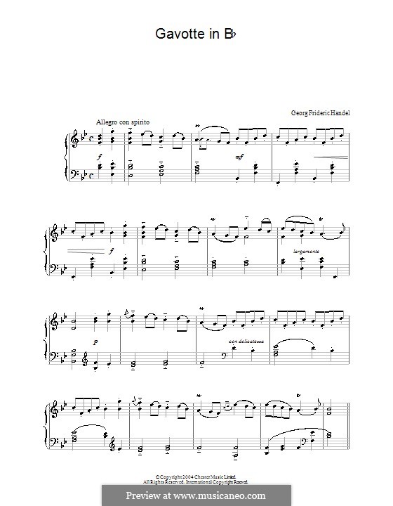 Оттон, король Германии, HWV 15: Гавот. Версия для фортепиано by Георг Фридрих Гендель