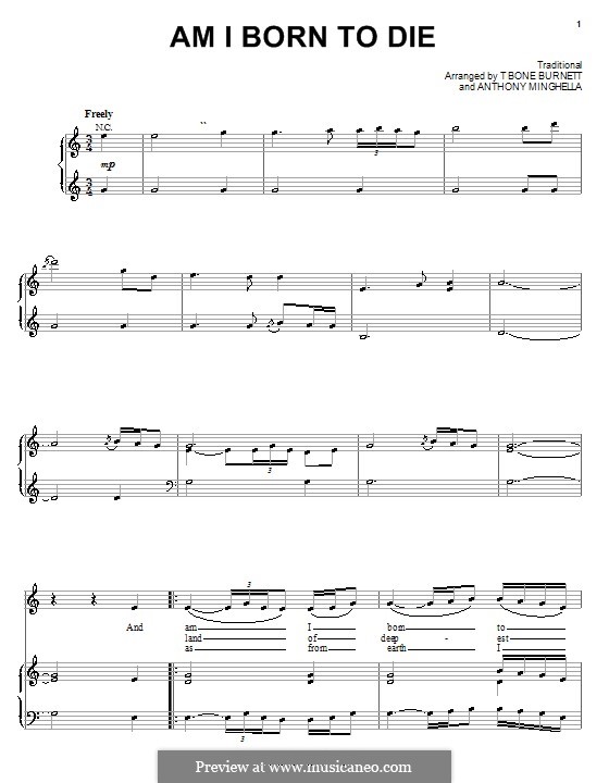 Am I Born to Die: Для голоса и фортепиано (или гитары) by Anthony Minghella