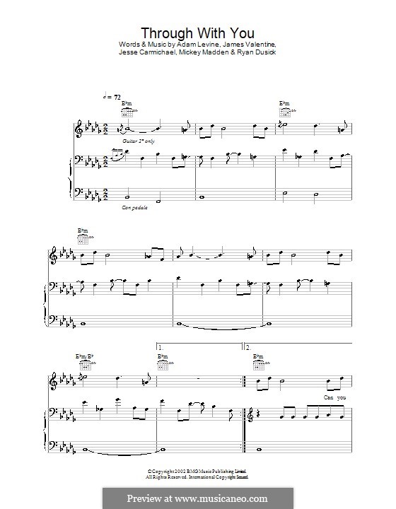 Through with You (Maroon 5): Для голоса и фортепиано (или гитары) by Adam Levine, Jesse Carmichael