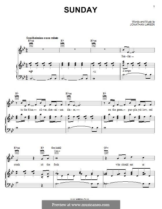 Sunday: Для голоса и фортепиано (или гитары) by Jonathan Larson