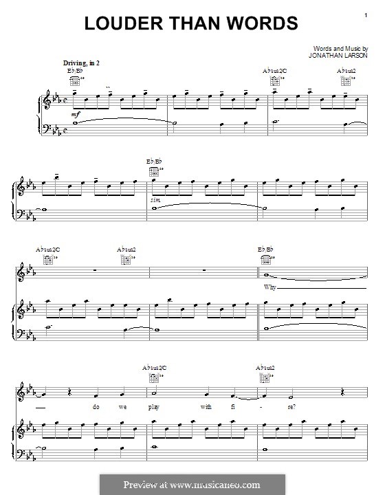 Louder Than Words: Для голоса и фортепиано (или гитары) by Jonathan Larson