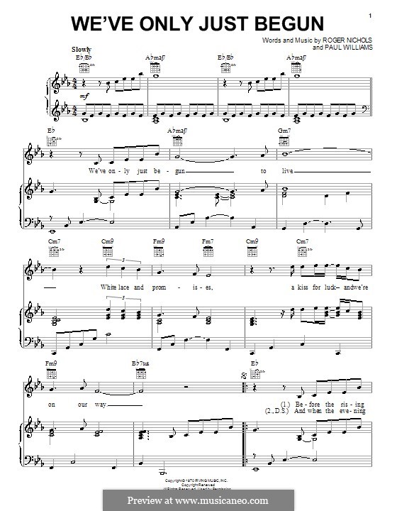 We've Only Just Begun (Carpenters): Для голоса и фортепиано или гитары (ми бемоль мажор) by Paul H. Williams, Roger Nichols