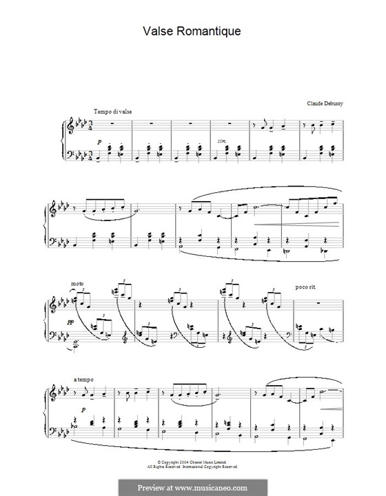 Романтический вальс, L.71: Для фортепиано by Клод Дебюсси