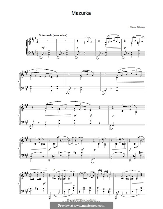 Мазурка фа-диез минор, L.67: Для фортепиано by Клод Дебюсси