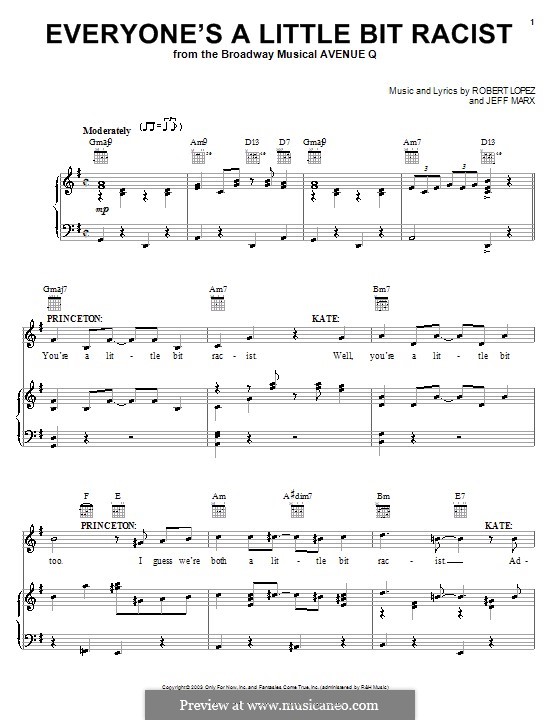 Everyone's a Little Bit Racist (Avenue Q): Для голоса и фортепиано (или гитары) by Jeff Marx, Robert Lopez