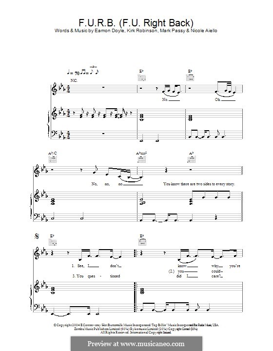 F.U.R.B. (F.U. Right Back): Для голоса и фортепиано (или гитары) by Frankee, Eamon Doyle, Jennifer Graziano, Kirk Robinson, Mark Passy