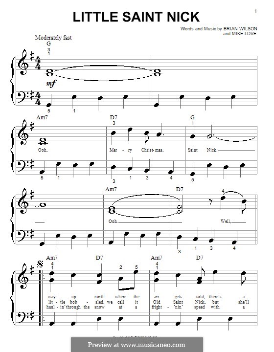 Little Saint Nick (The Beach Boys): Для фортепиано (очень легкая версия) by Brian Wilson, Mike Love