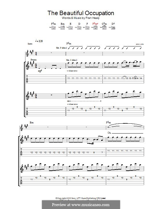 The Beautiful Occupation (Travis): Гитарная табулатура by Fran Healy