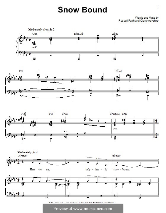 Snow Bound (Barbra Streisand): Для голоса и фортепиано (или гитары) by Clarence Kehner, Russel Faith