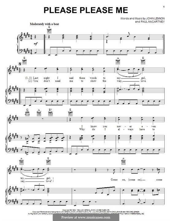 Please Please Me (The Beatles): Для голоса и фортепиано (или гитары) by John Lennon, Paul McCartney